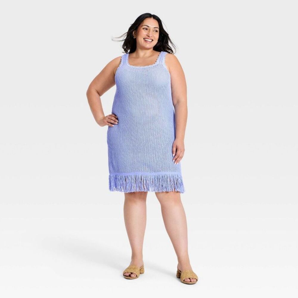 Women's Mini Sweater Dress - A New Day Blue 2X